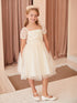 Girls Puff Sleeve Floral Embroidered Dress 2-12